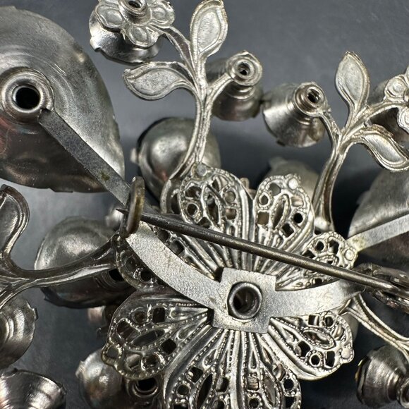 Vintage Brooch Pin Black Aurora Borealis Rhinestones Triangle Statement READ - Picture 9 of 12